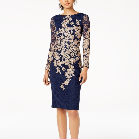embroidered lace sheath dress